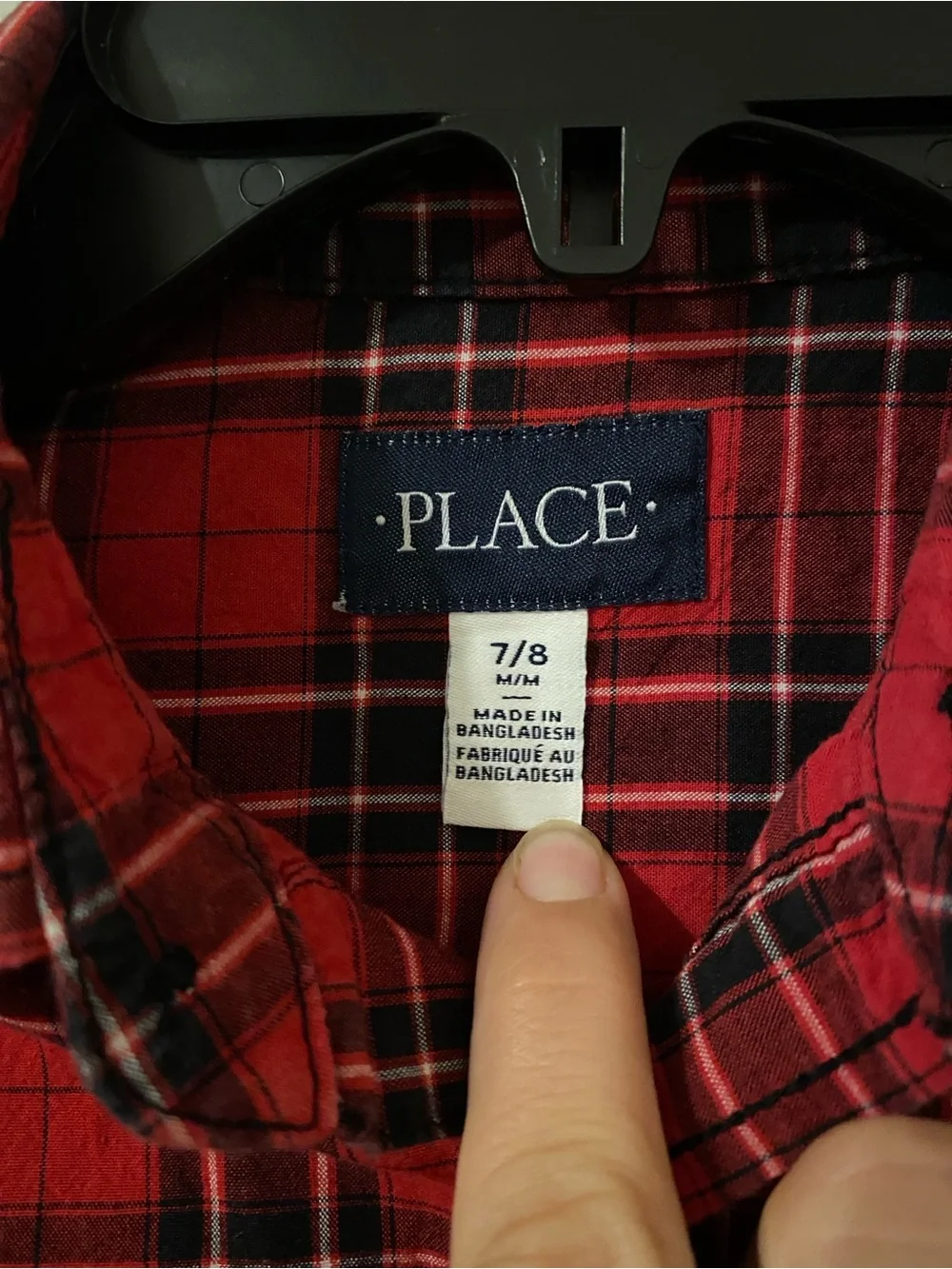 Red and black plaid buttondown shirt